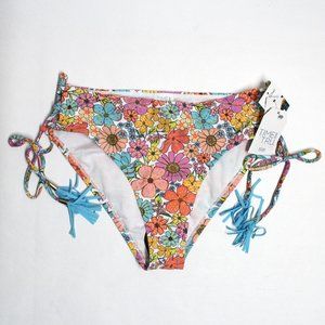 Time and Tru New With Tags Small 4-6 Mid Rise Floral Tie Side Swimsuit Bottom